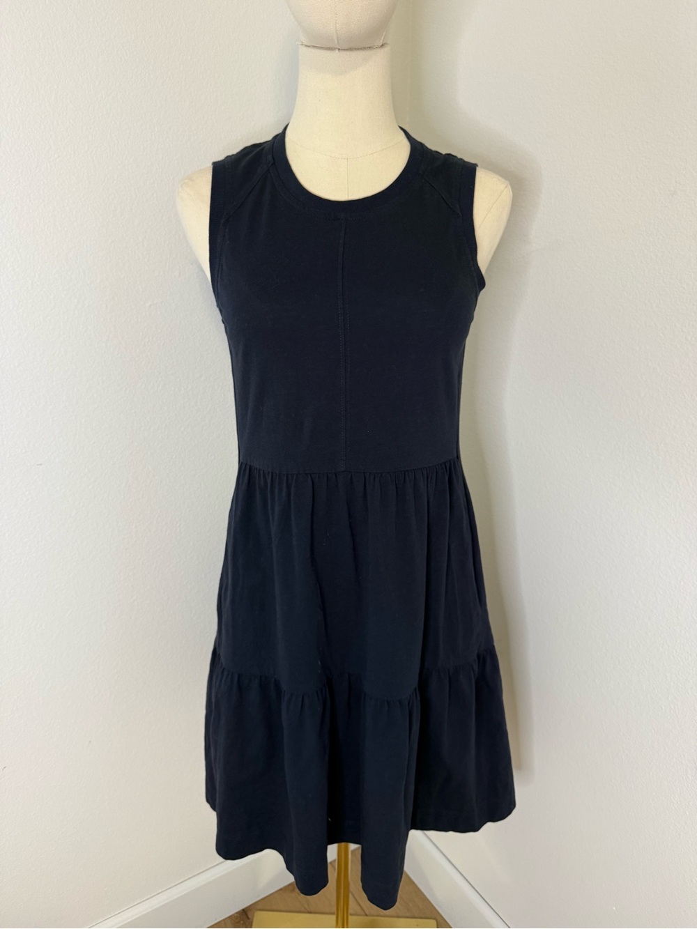 ME+EM Navy Blue Sleeveless Tiered Mini Dress 100% Cotton - Size 2
